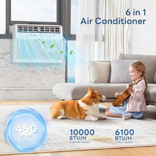 ZAFRO U Shaped Window Air Conditioner 10000BTU AC Window Unit Cools 450 Sq.Ft., Ultra Quiet Energy-Efficient Cooling, With Remote Control