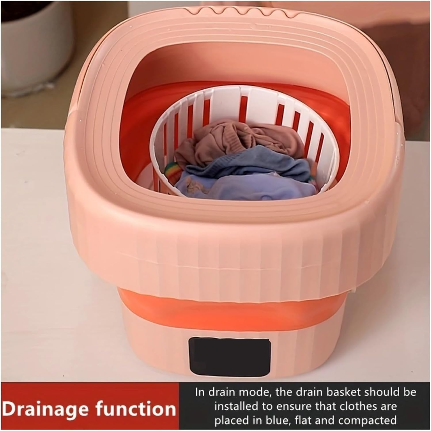 Compact Laundry. Folding Washing Machine, Multifunctional Socks Washing Machine, Small Dormitory Travel Outdoor Portable .Portable(Pink)
