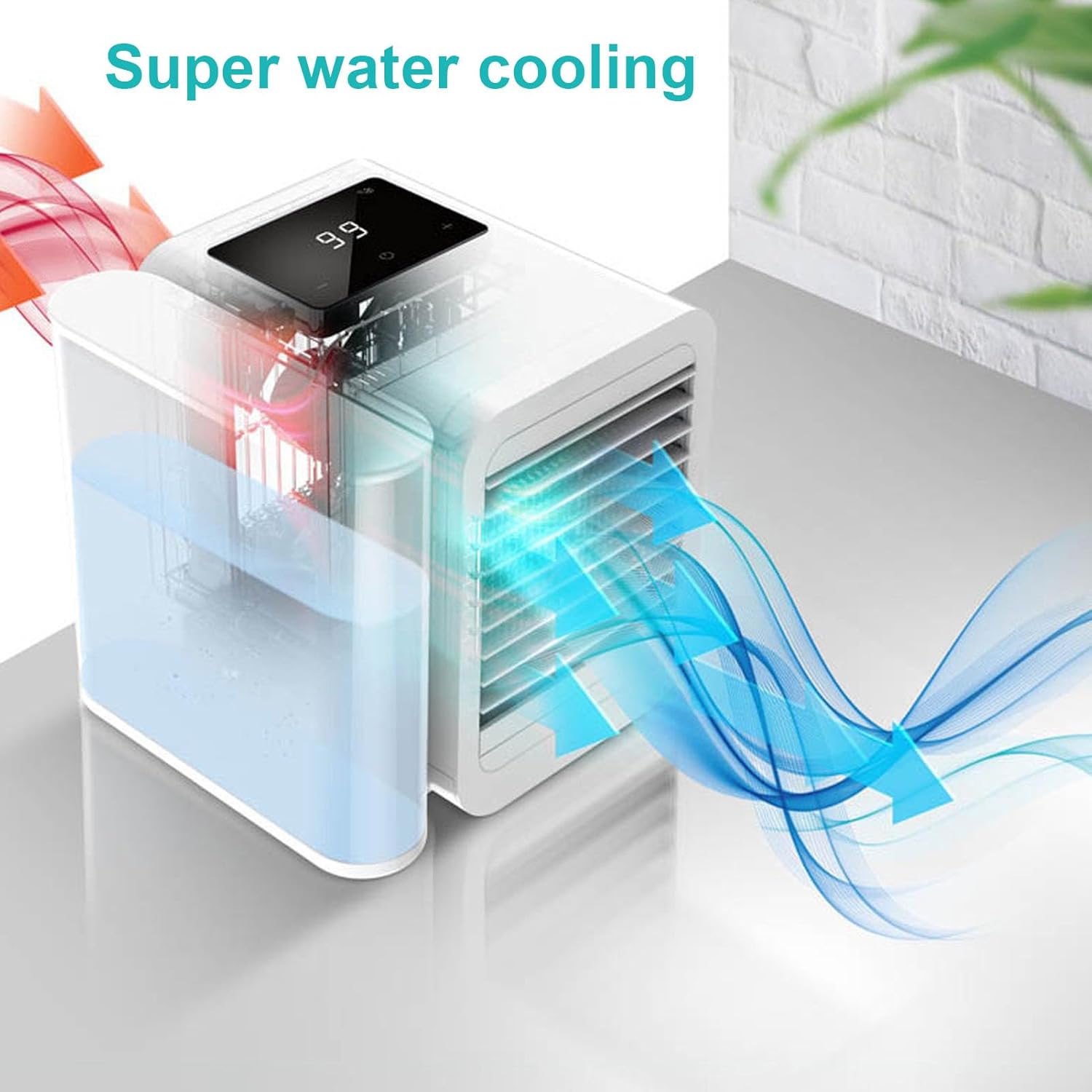 Portable Air Conditioner, Air Conditioner Cooling Fan Evaporative Mini USB Personal Cooler Desktop AC Unit with Colorful LED Lights