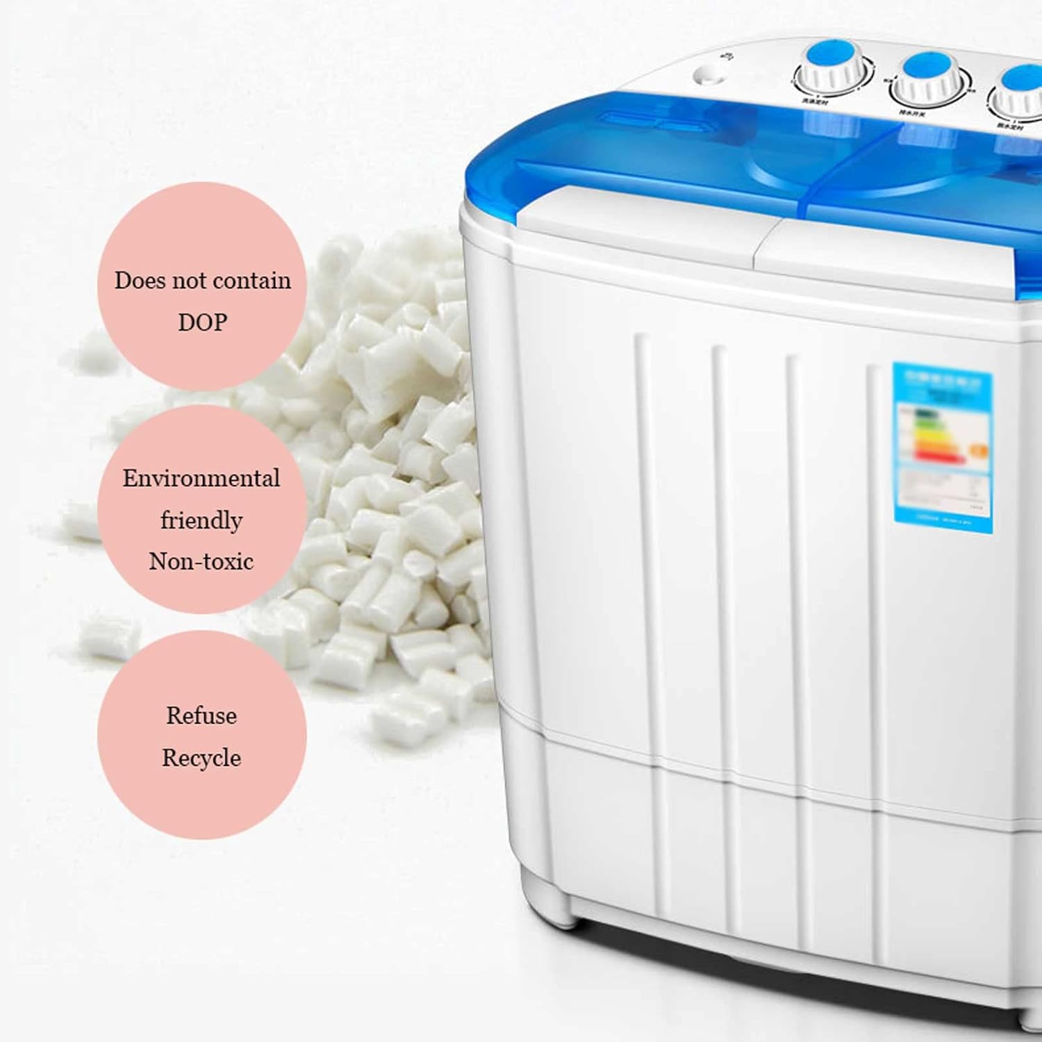 Compact Washing Machine 3.6 Kg Household Small Automatic Laundry Machine Portable Silent Double Barrel Clothes Washer Suitable for Small Clothes Such As Socks and Underwear