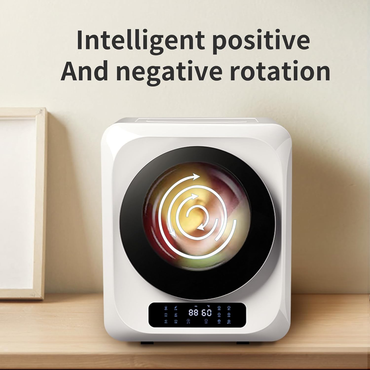 6.6Lbs Portable Clothes Dryer, 120V/850W Comtact Mini Dryer Machine with Exhaust Pipe, LED Touch Control Panel, Portable Dryers for Laundry, Apartment, Dorm, RV, White&Clear