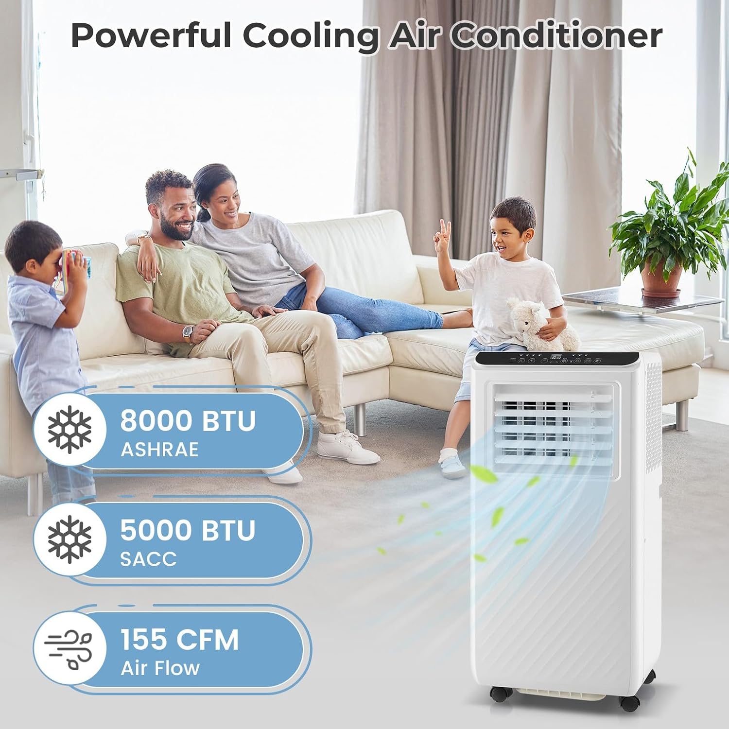 SIMOE Portable Air Conditioners 8000BTU, 3 Modes Portable AC with Remote & Touch Control, Smart Sleep Mode, Window Installation Kit, Cools up to 250 Sq.Ft., Air Conditioner Portable for Home/Office
