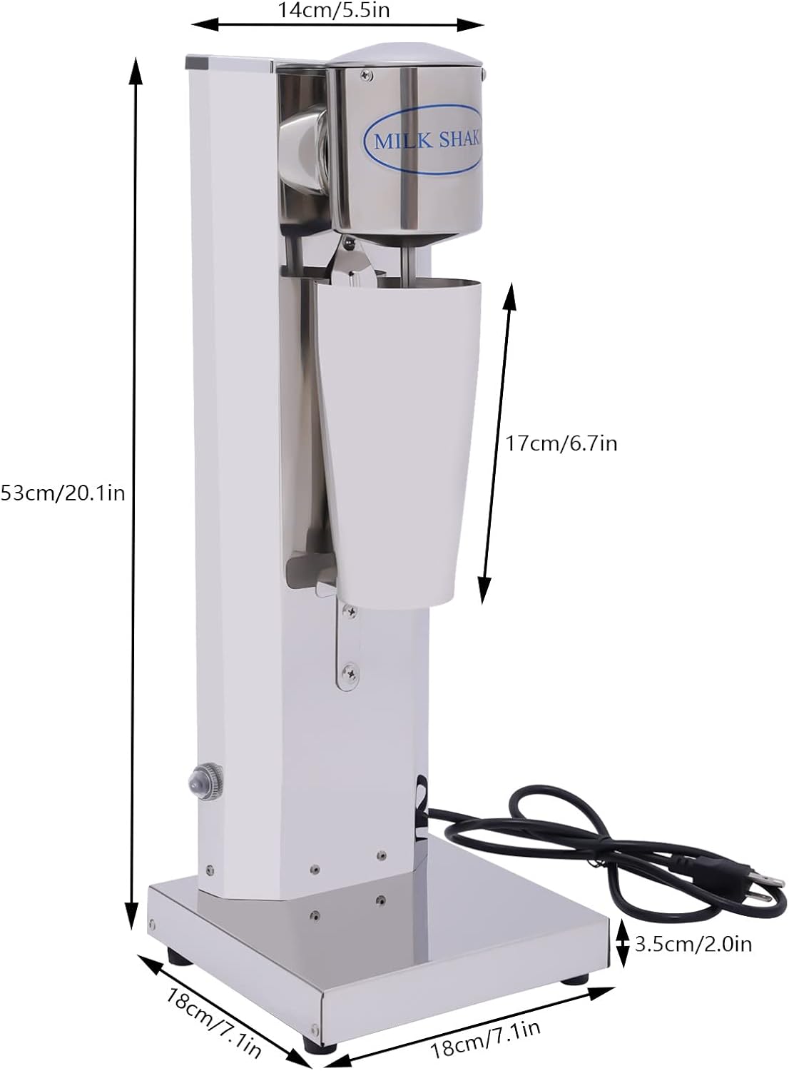 Milkshake Maker Electric Drink Mixer Machine Stainless Steel Milk Blender Single-Head Shaking With Cup 800ml Mixer Machine For Cocktails16000rpm