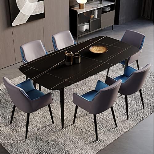 Kitchen Dining Room Furniture Chairs Modern PU Leather Dining Chairs with Armrests and High Back Padded Soft Seat for Office Lounge Dining Kitchen Bedroom (Color : Gray+Blue)