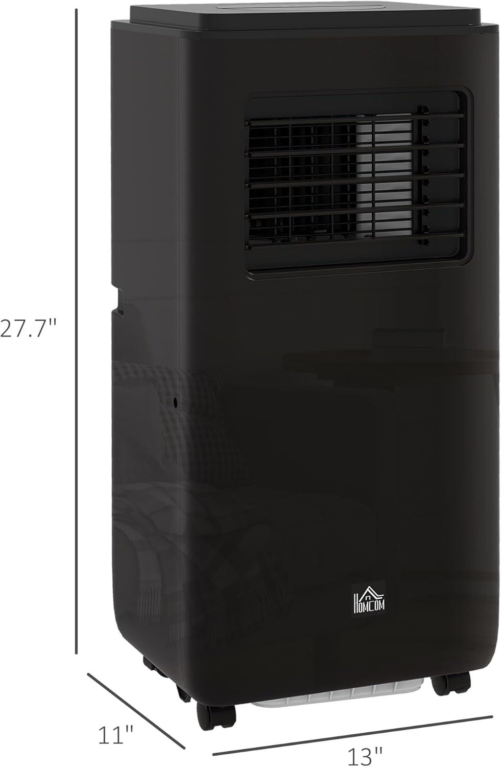 HOMCOM 8000 BTU Portable Air Conditioner for Rooms Up to 345 Sq. Ft., 5-in-1 AC Unit with Dehumidifier, Cooling Fan, Auto, Sleep & Remote, 24H Timer On/Off, Window Installation Kit, Black