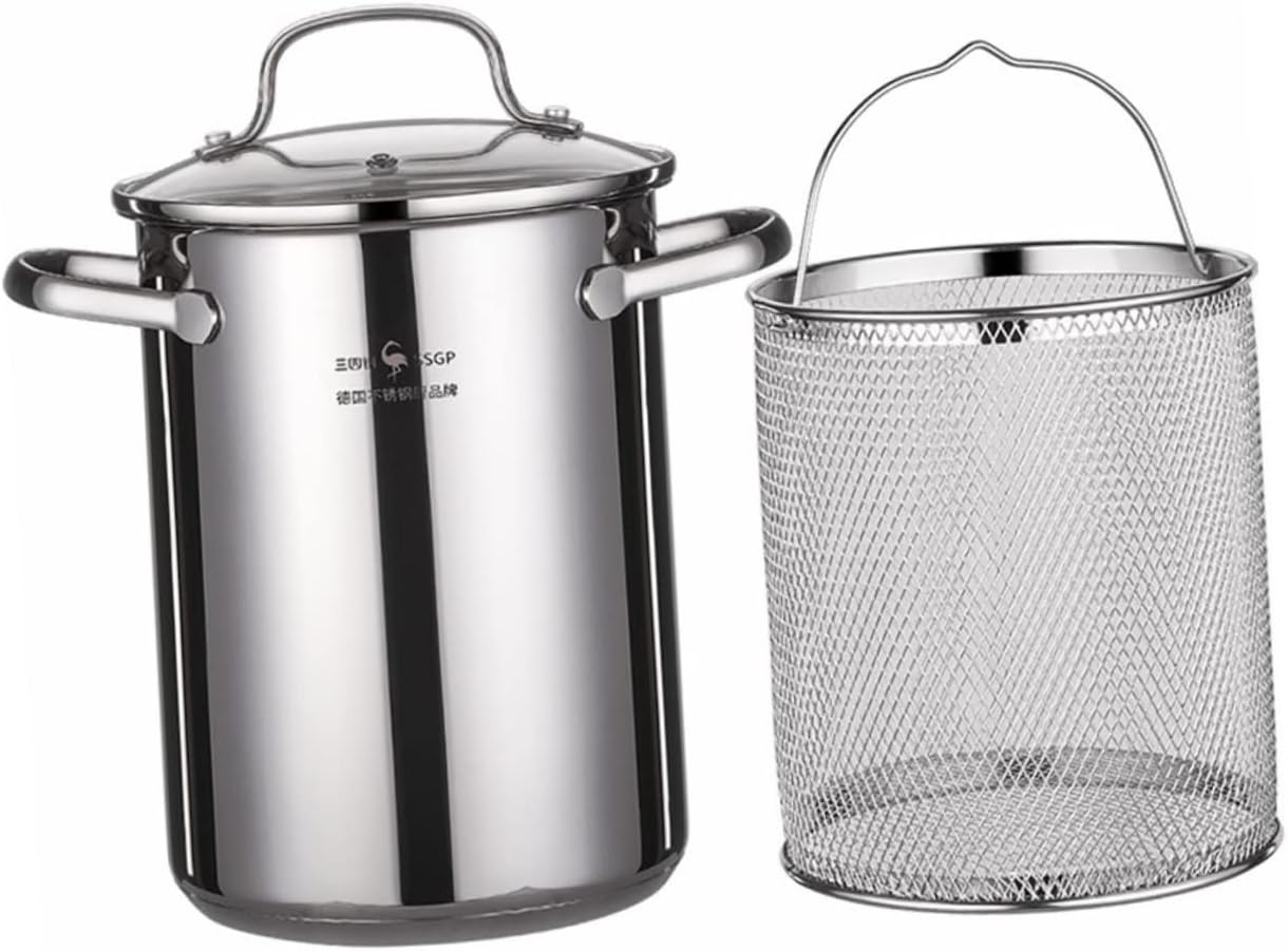 PRETYZOOM Deep Frying Pot Basket Stove Top Fryer Kitchen Tempura Frying Pot 50% Oil Saver