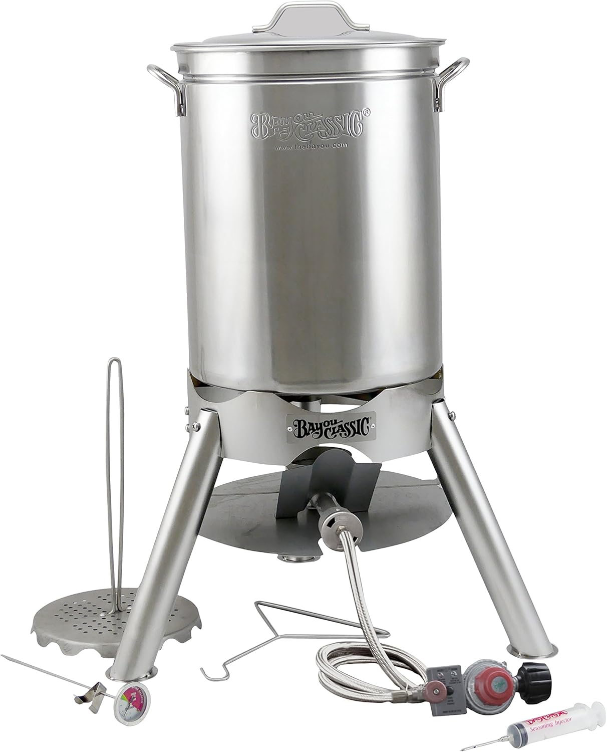 Turkey Deep Fryer Oversized 44 Quart Stainless Steel Grand Gobbler Kit by Bayou Classic for Oversized 25 lb Turkeys