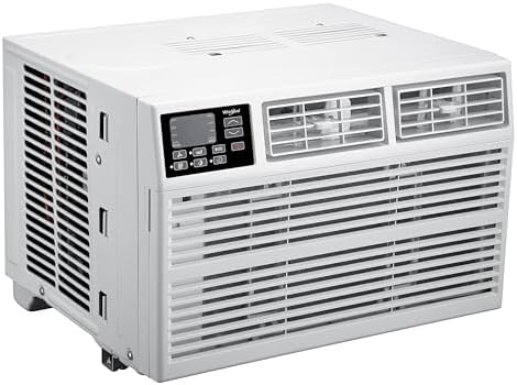 Whirlpool 18,000 BTU Window Air Conditioner with Dehumidifier, 230V, Window AC for Large Rooms up to 1000 Sq. Ft., Bedroom, Living Room, Apartment, with Remote, 3 Speeds, and 24H Timer, White