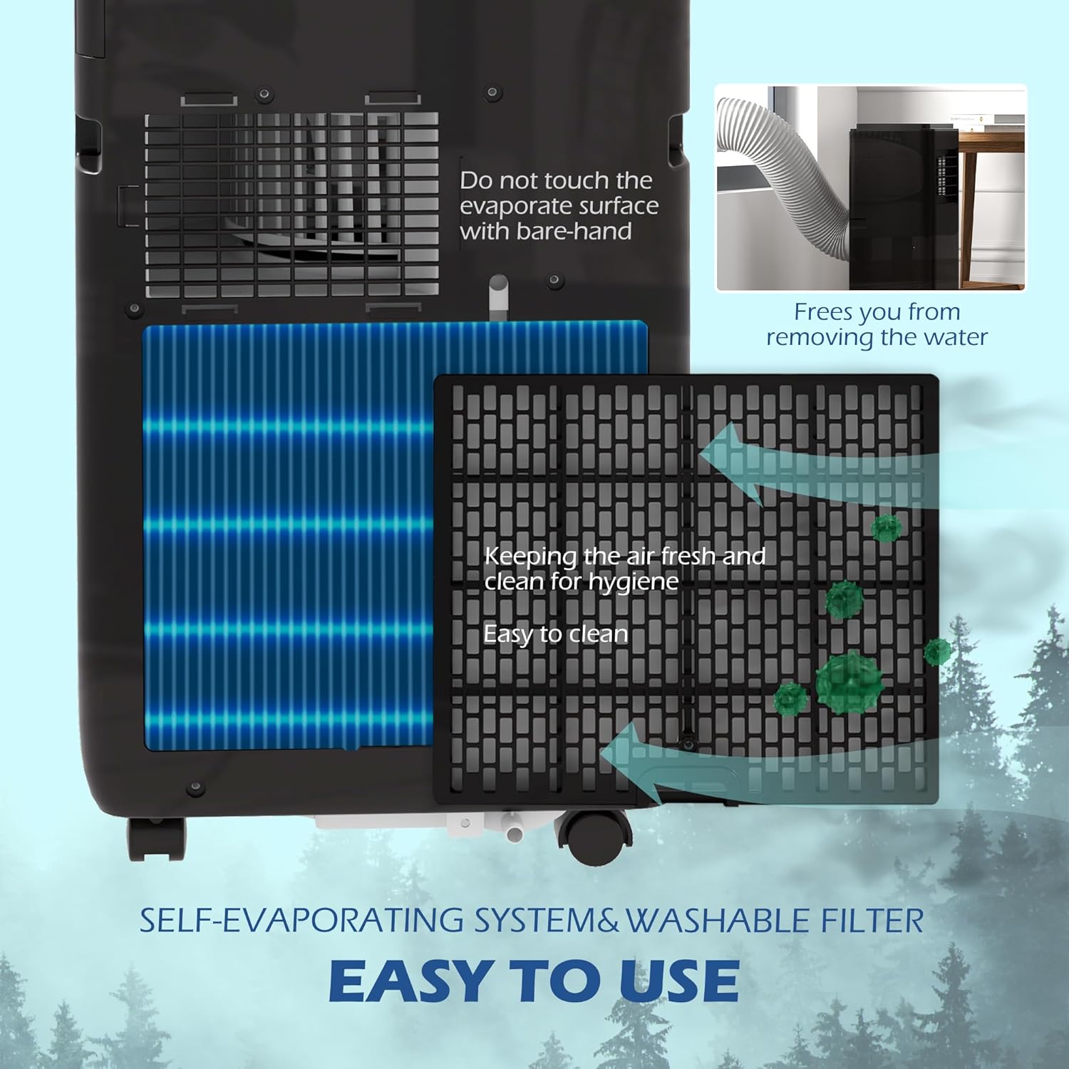 HOMCOM 8000 BTU Air Conditioner for Rooms Up to 345 Sq. Ft., 5-in-1 AC Unit with Cooling Fan, Dehumidifier, Auto, Sleep & Remote, 24H Timer On/Off, Window Installation Kit, Black