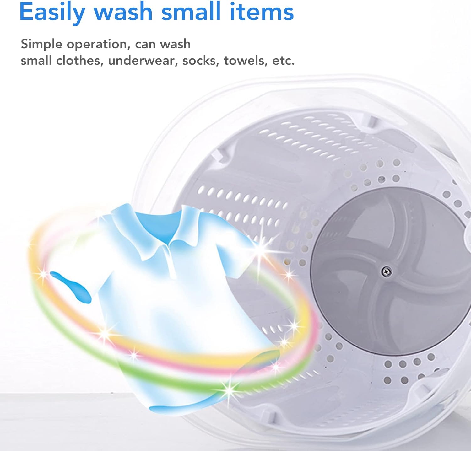 Manual Washing Machine Portable Hand Crank Washer for Small Spaces Compact Non Electric Laundry Solution for Dorm Apartment Camping Travel Lightweight and Easy to Use in Nordic Grey