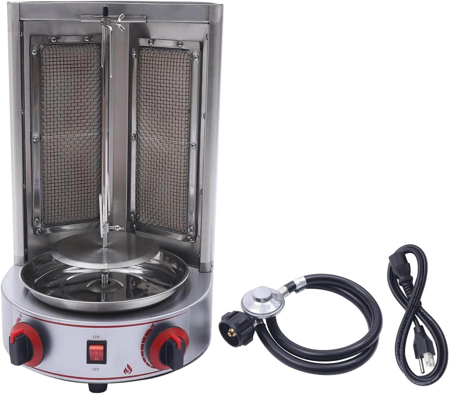 Shawarma Grill Machine Countertop Vertical Rotating Rotisserie Shawarma Machine 110V Doner Kebab Machine Meat Grill Broiler Shawarma Gyro Grilling with Meat Catch Pan for Family Restaurants Gatherings