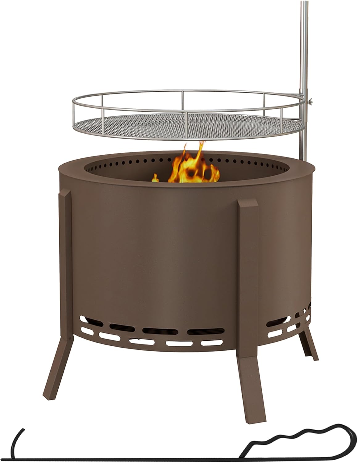 2-in-1 Smokeless Fire Pit, BBQ Grill, 19