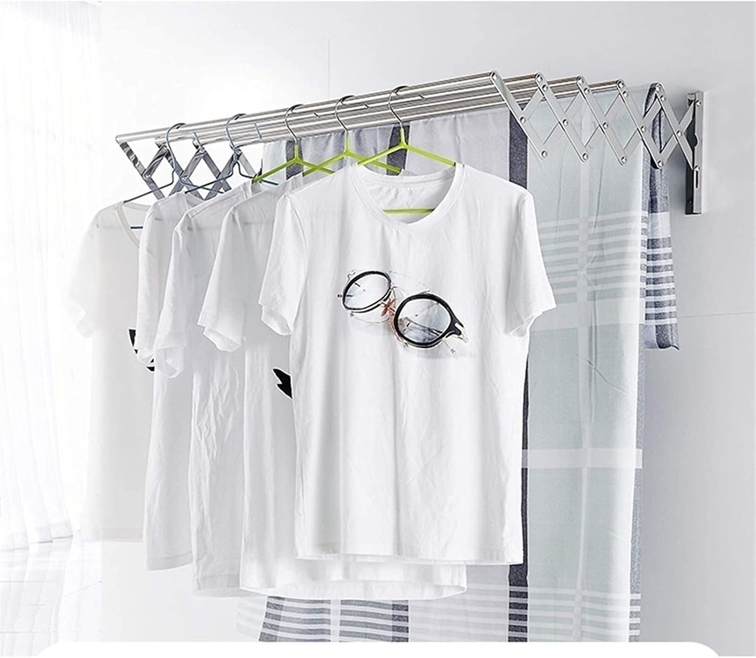 Clothes Drying Rack Laundry Drying Rack Airer -Wall Mounted - Retractable - Clothes Drying Rack Horse Collapsible Folding Clothes Hanger 5 Rail Towel Bar Dryer Fashionabl,40cm