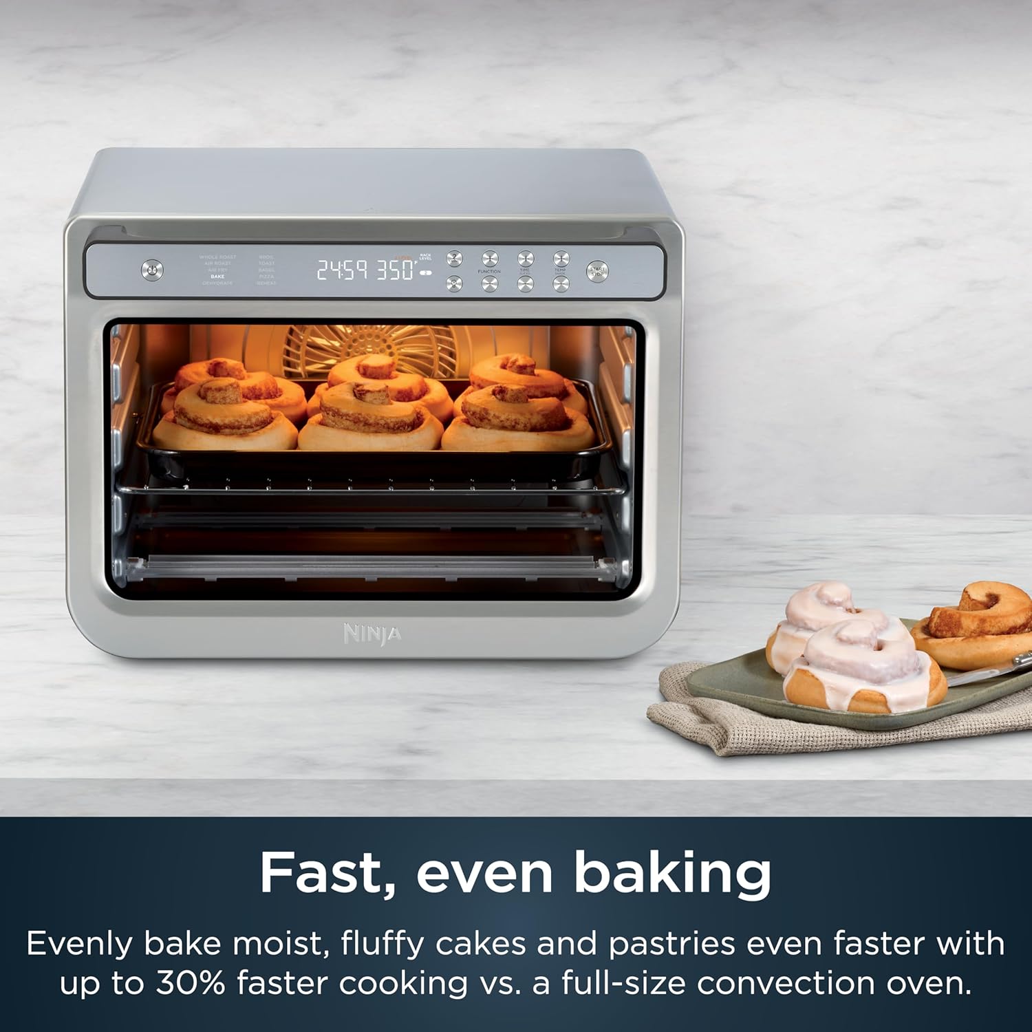 Ninja Air Fryer & Toaster Oven | Prestige Smart XL Countertop Oven | Bakes up to 20 Cookies, Fits up to a 12lb Turkey | Pizza, Toast, Bake, Air Fry & Reheat | 1800 Watts | Stainless Steel | DT501​