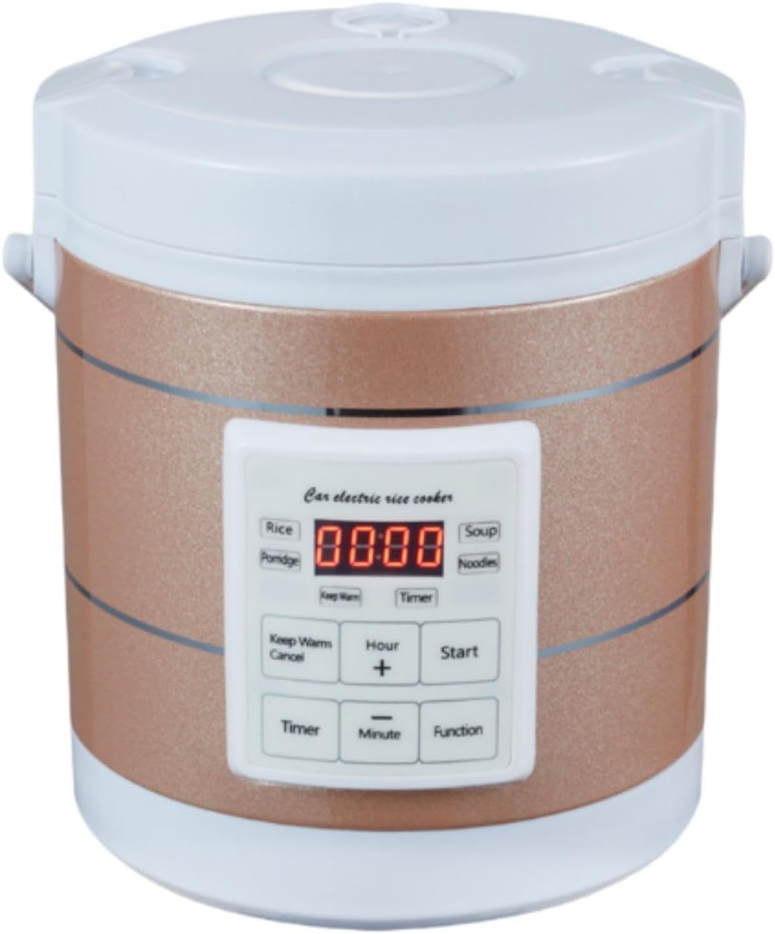 Mini Car Rice Cooker Soup Porridge Cooking Machine Convenient Small-size 1.6L Versatile Car Electrical Appliance for Trucks, Gold