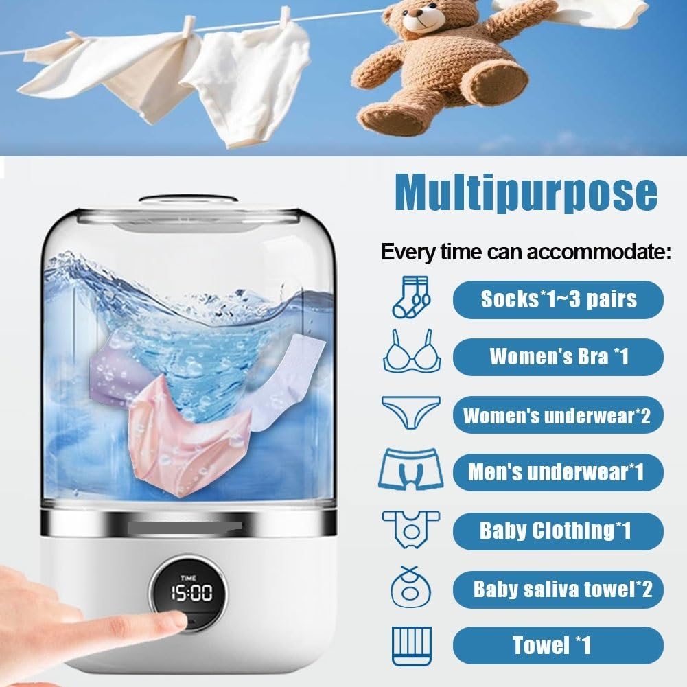 Portable Washing Machine, Portable Cordless Washing Machine Rechargeable, Mini Washer for/Underwear/Socks/Clothes Home Travel Laundry Bucket,for Apartments, Homes, and Dorms