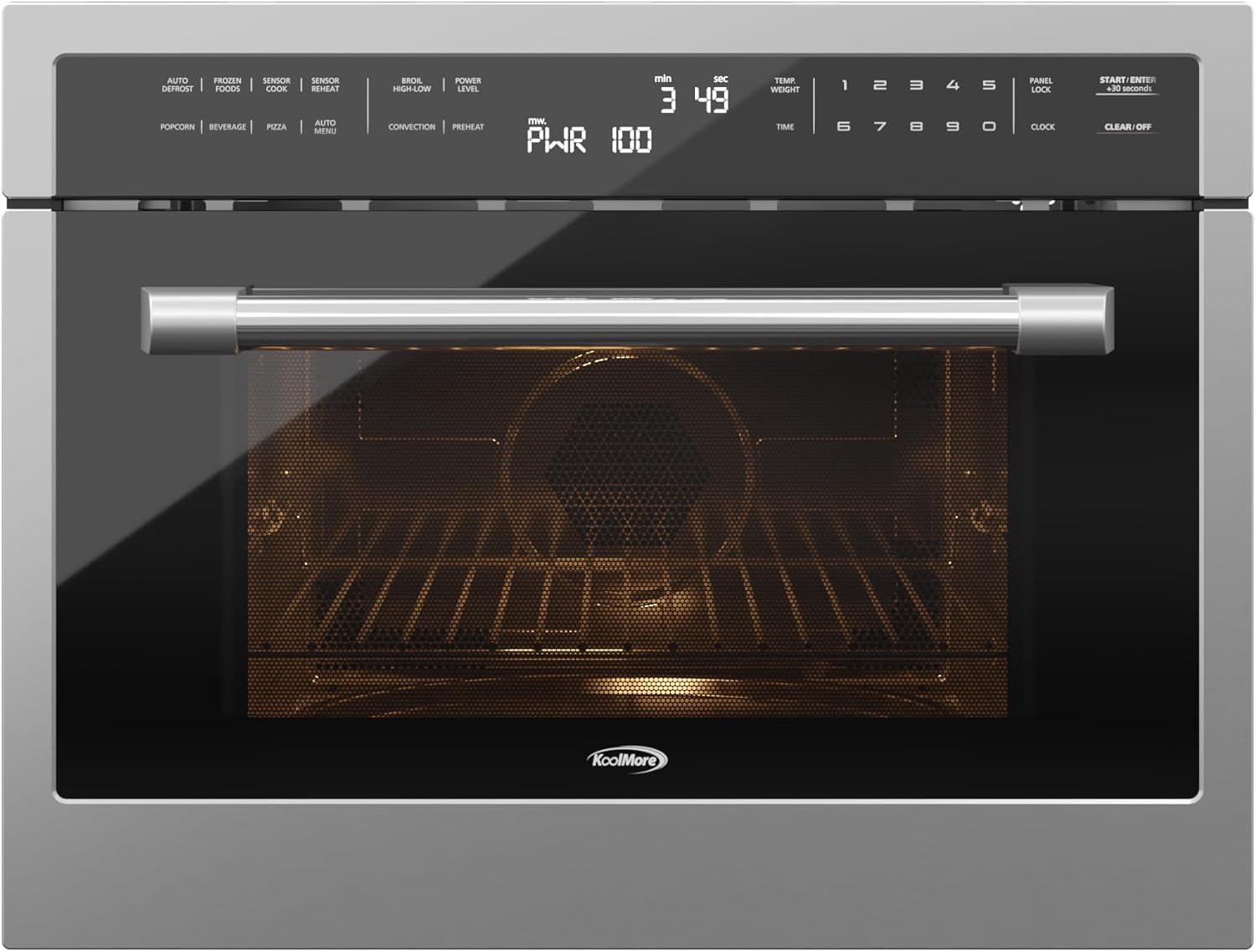 KoolMore 24 Inch Built-in Convection Oven and Microwave Combination with Broil, Soft Close Door, 1000 Watt Power, Stainless Steel Finish, Touch Control LCD Display