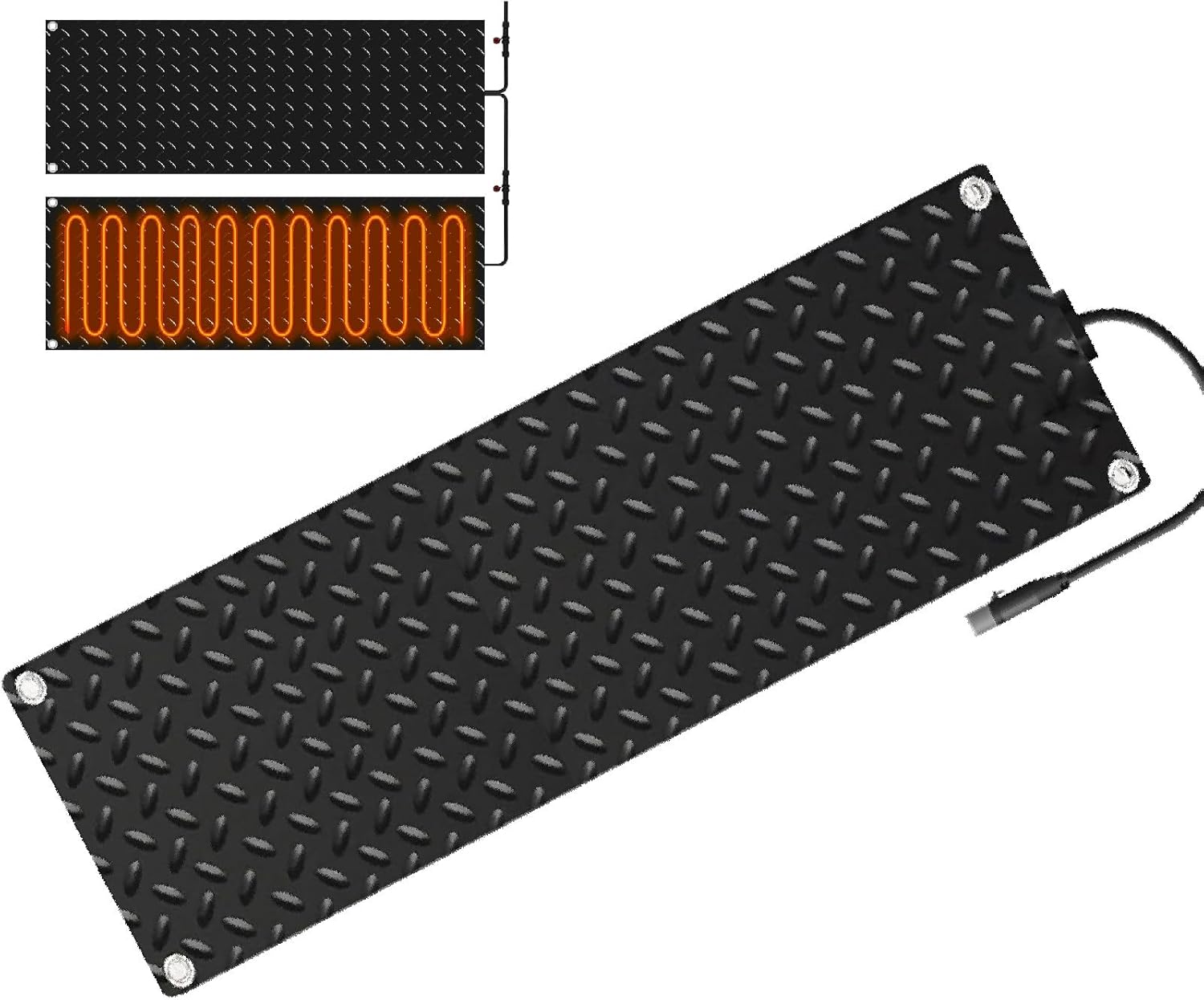 Heated Snow Melting Mats, Multiple Units Can Be Connected Side by Side, PVC Snow Melting Mats Outdoor, Most Cold to -30℃, Electric Snow Melting Mats for Winter Snow Removal 55x120/21.65x47