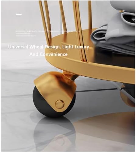 Rolling Laundry Basket, Blanket Metal Rolling Laundry Basket on Wheels Nordic Luxury Laundry Hamper Sturdy Iron Art Dirty Clothes Hamper w/Metal Handle Blanket Toy Organizer for Li