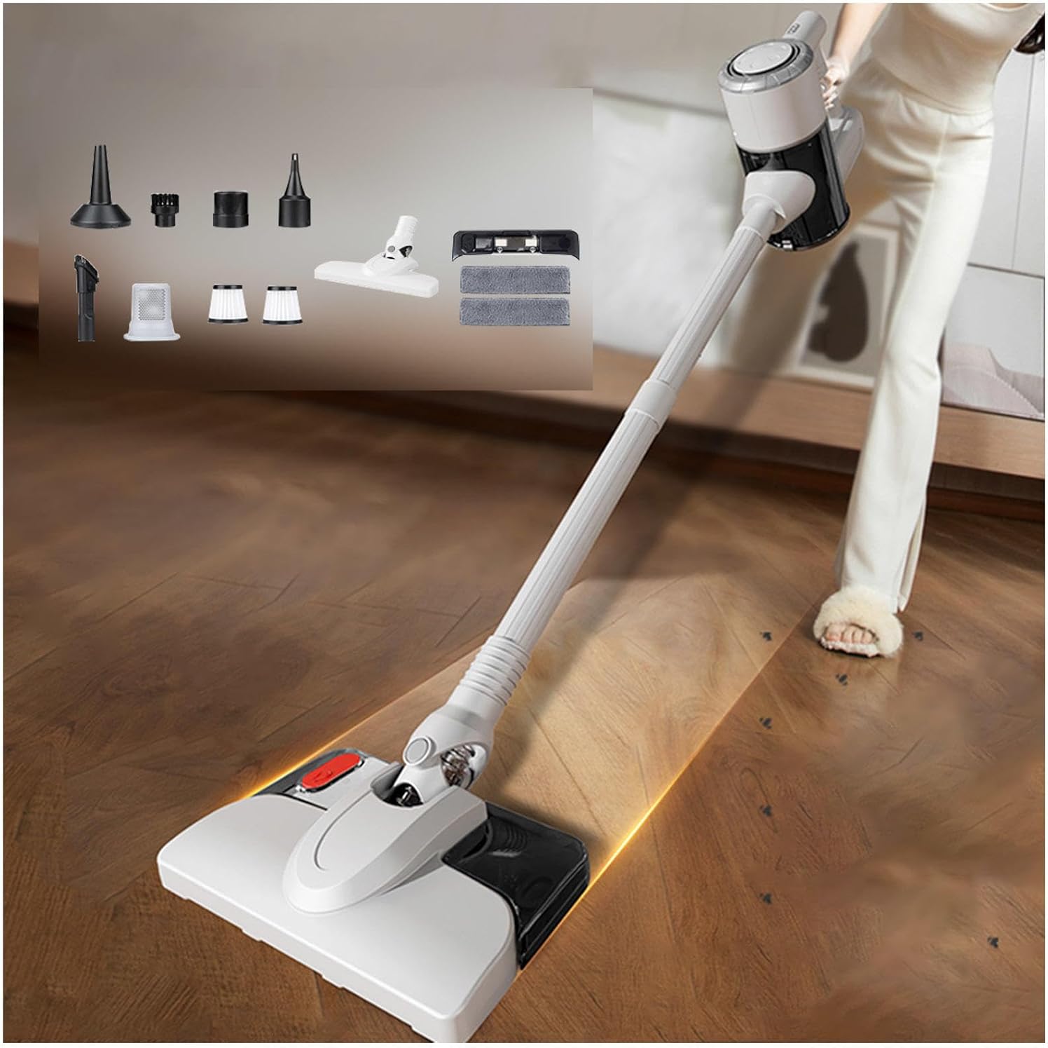 Lightweight and Versatile Wireless Vacuum Cleaner for Home 18Kpa, 35mins Runtime, Rechargeable, Cordless Mop All in One Portable Vacuum for Kitchen, Bedroom, Living Room,White