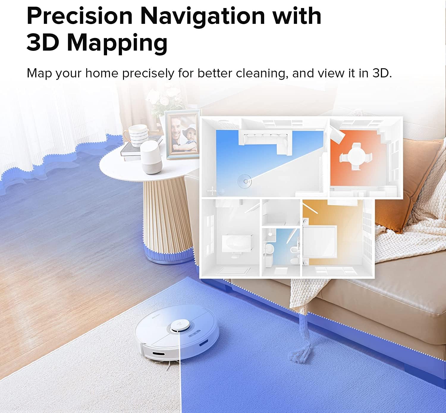 Roborock Q7 Max Robot Vacuum with Rubber Main Brush Bundle, 4200 Pa Strong Suction, LiDAR Navigation, APP-Controlled Mopping, 180min Runtime, Compatible with Alexa, Perfect for Pet Hair (White)