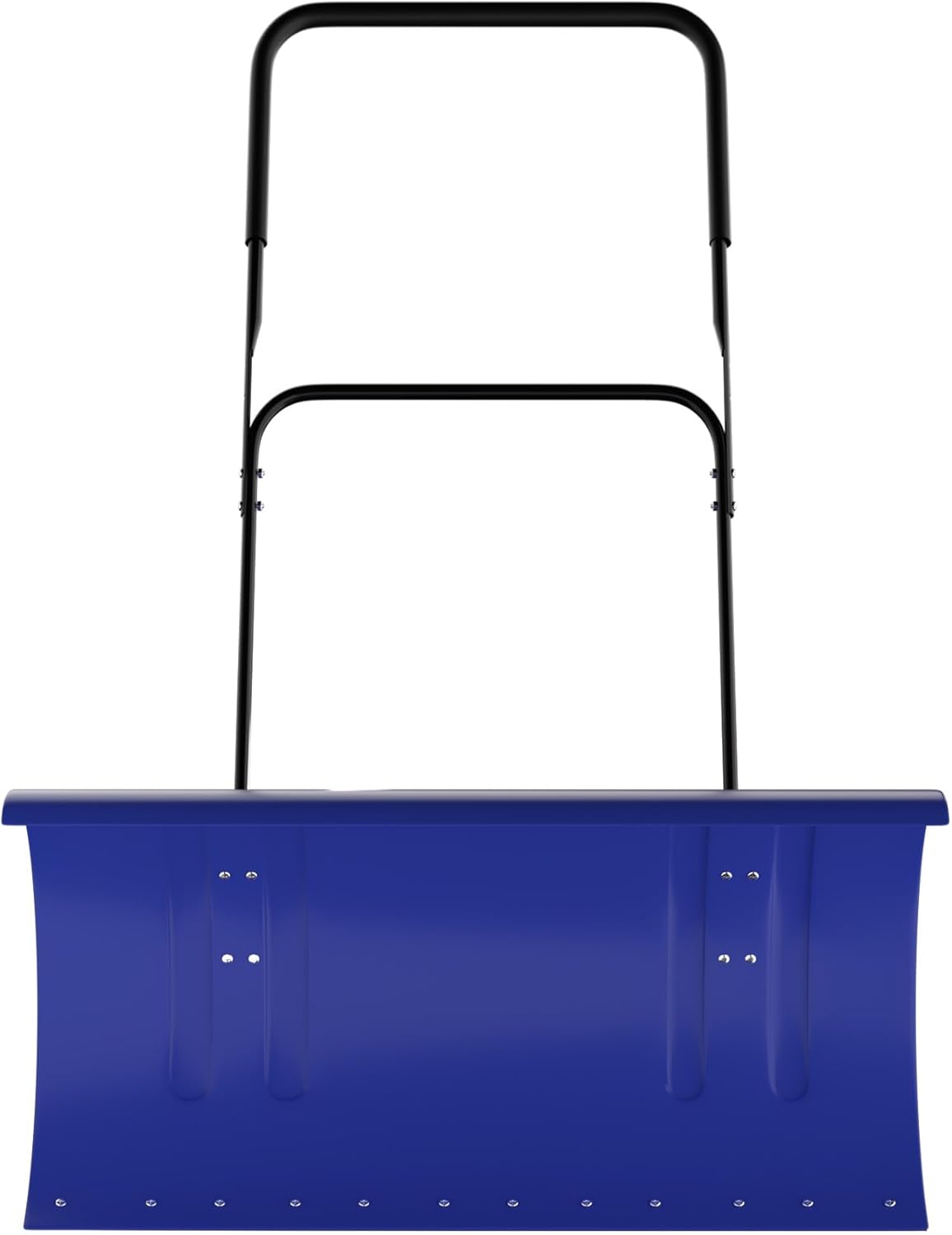 Wheeled Snow Shovel for Driveway, Heavy Duty 2-Wheel Plow with Galvanized Rust-Resistant Blade, u-Shaped Rod, Adjustable Double Bar & Height, Back-Saving Snow Removal