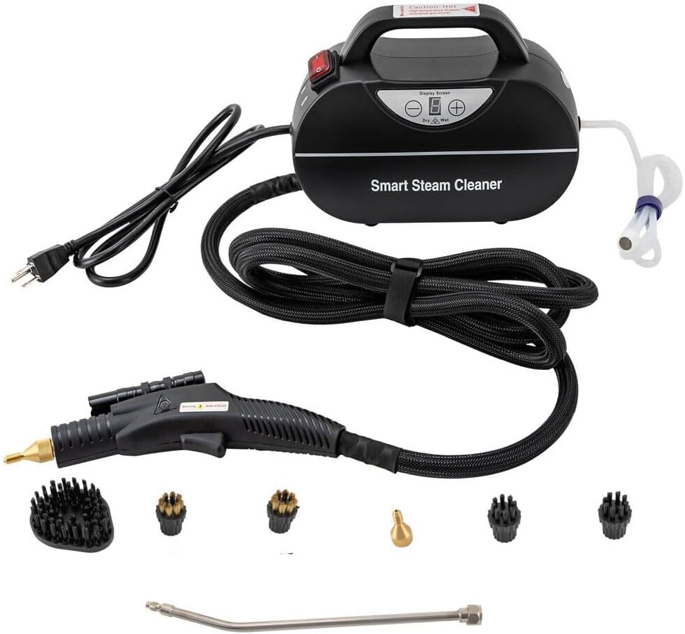 Handheld Steam Cleaner 1800W Car Steam Cleaners for Home Use Wet and Dry Adjustable Portable Steam Cleaner for Cleaning with Torch High Pressure Steam Cleaner for Car Detailing (Black)