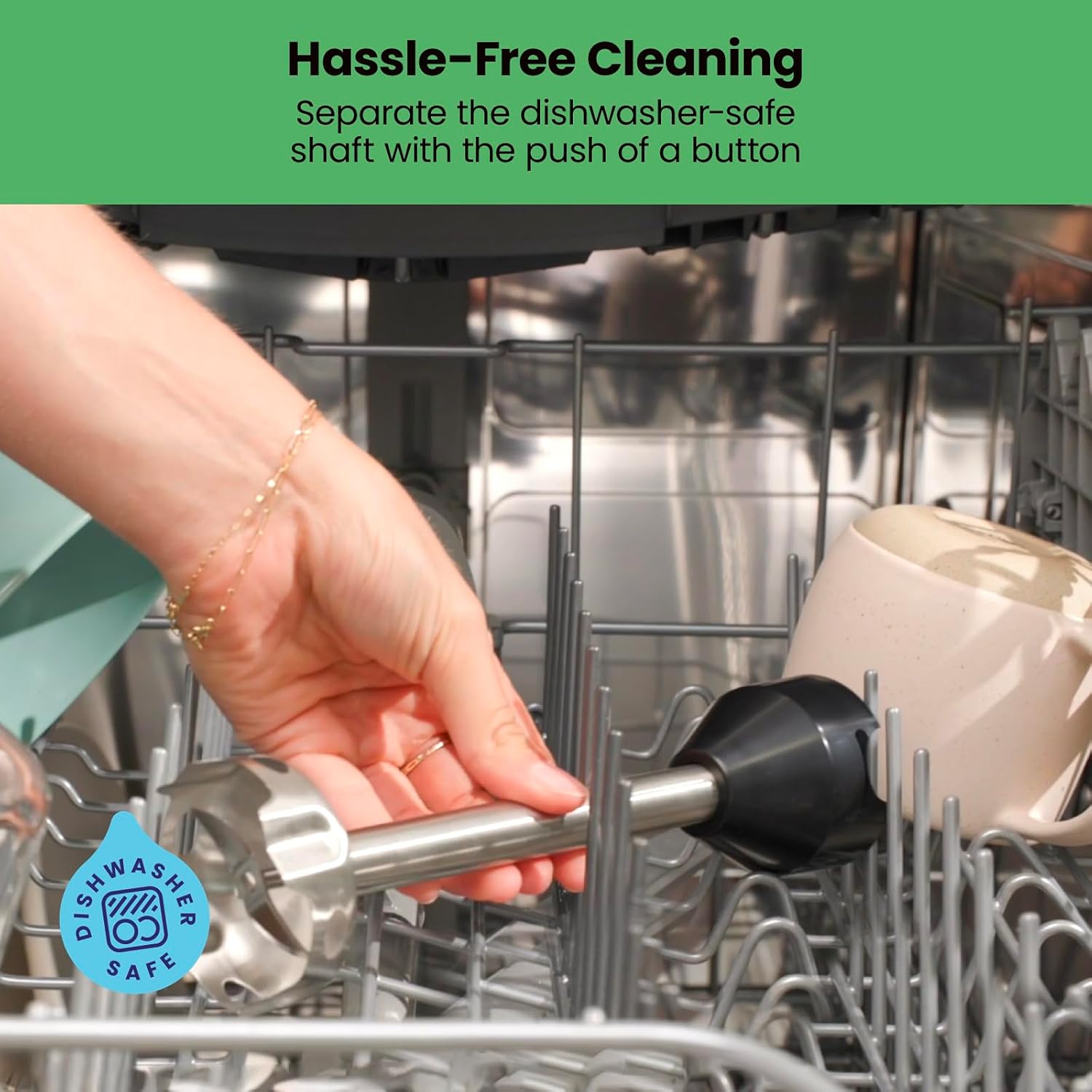 Chefman Cordless Portable Immersion Blender with One-Touch Speed Control - Quick Mix for Shakes, Smoothies, Soups, Dips, Sauces - Black - Stainless Steel Blades - BPA-Free - Dishwasher Safe