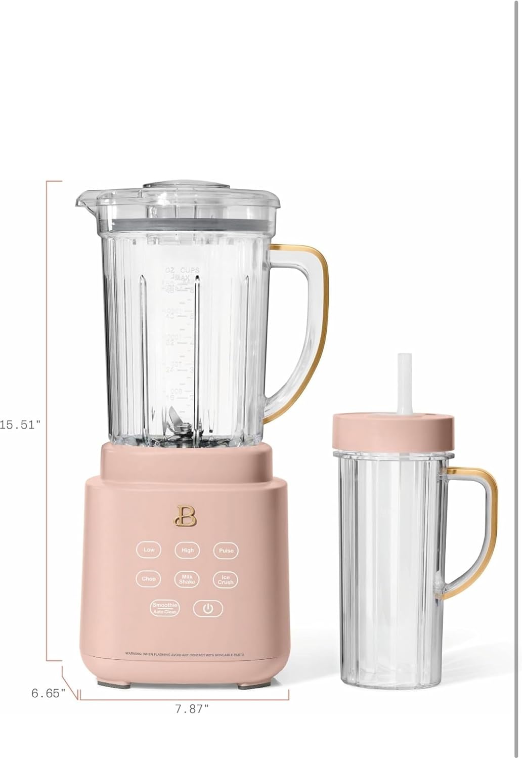 Power Extract Blender System with 700w Motor, 50 0Z Jar, 20oz Single-serve cup, No drippy sippy lid, 3 Speeds & 4 Pre-sets (Rose)