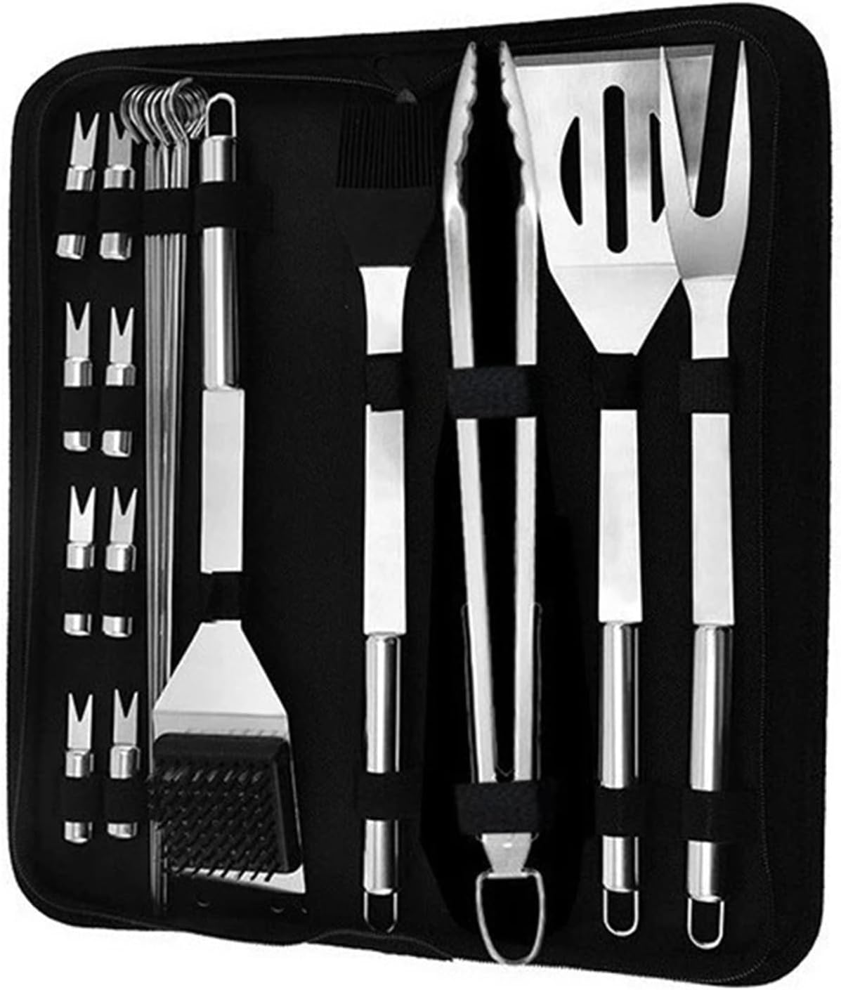 Portable BBQ Grill Tools Set Extra Thick Stainless Steel Fork,Spatula& Tongs(Set of 20)