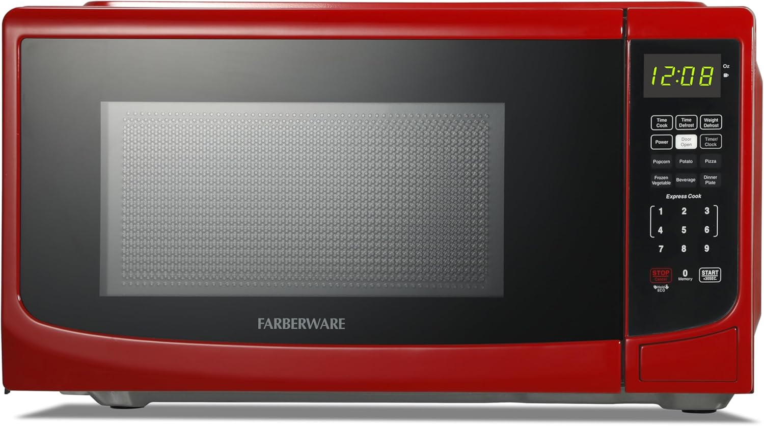 Farberware 0.7 Cu. Ft. Countertop Microwave Oven – 700 Watts Power, Auto Cook Settings, Defrost, Easy Clean and Child Safety Lock - Red