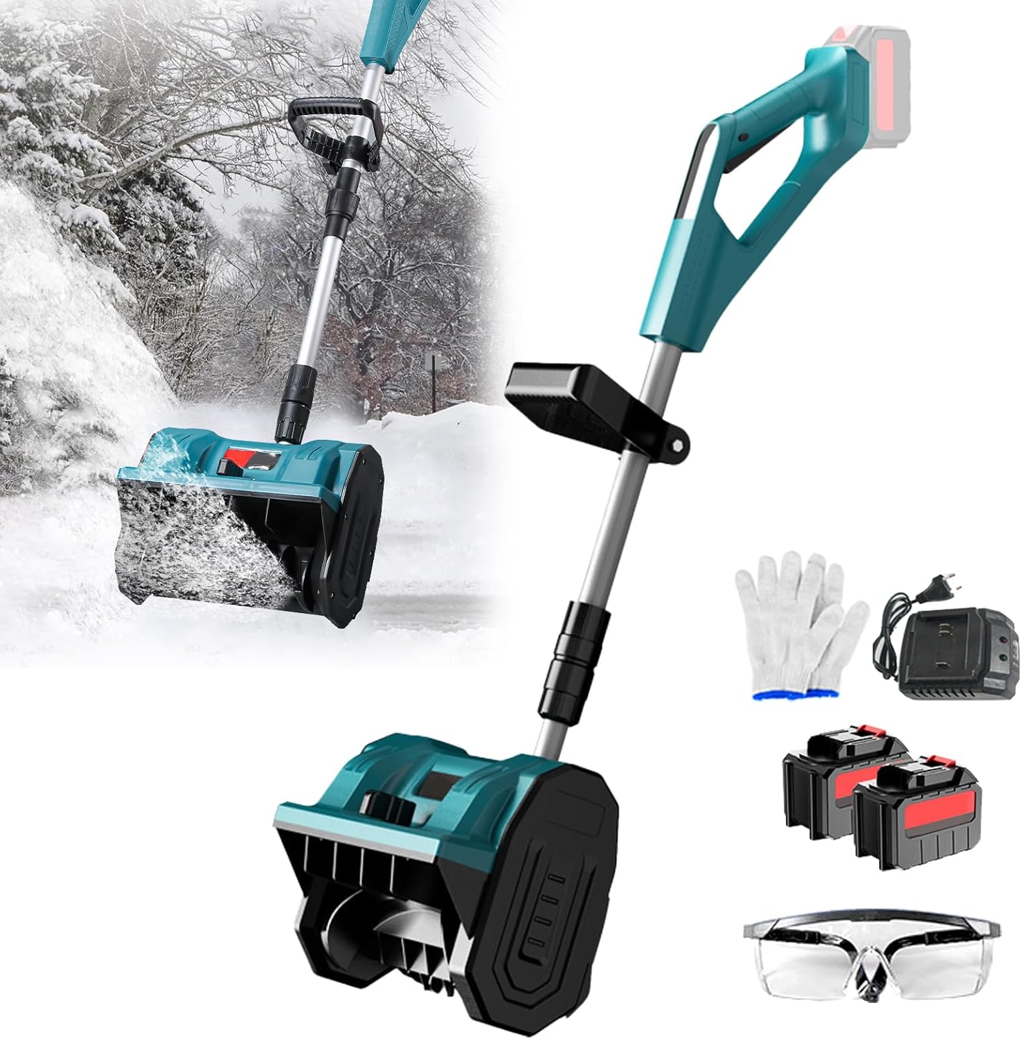2 Battery Cordless Snow Blower - 26FT Throw Distance Electric Snow Shovel for Driveways, 11.8