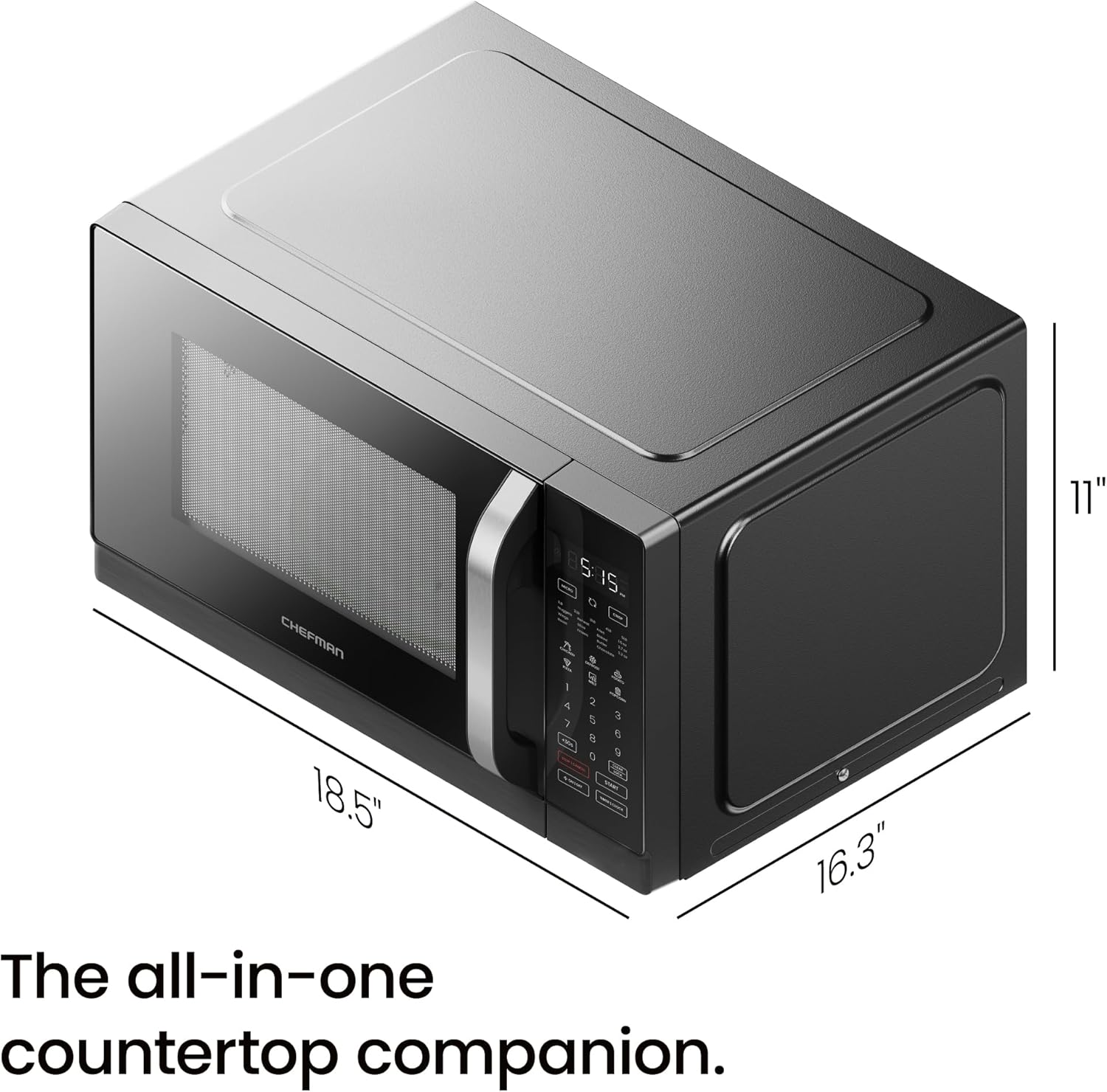 Chefman MicroCrisp Countertop Microwave Oven and Convection Oven, with Integrated Crisper, Guided Touchscreen Interface, 10 Power Levels, Mute Function, and Eco Mode, 1800W and 0.8 Cu. Ft. - Black