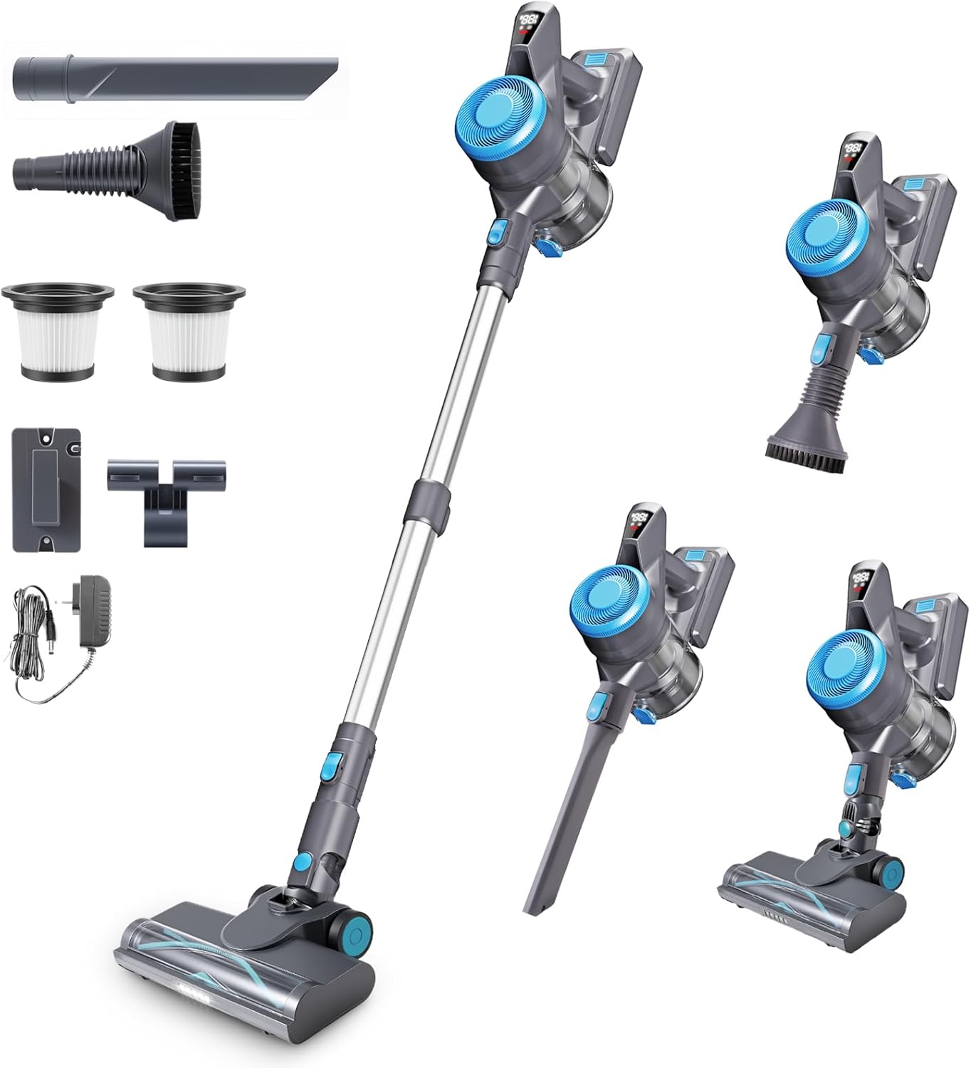 HAUSMEISTER VoltVac Go Cordless Vacuum Cleaner for Home Pet Hair, 30000PA for Carpets Hard Floors, 50Min Portable Handheld Rechargeable Vacuum, 2 HEPA Filters, Lightweight