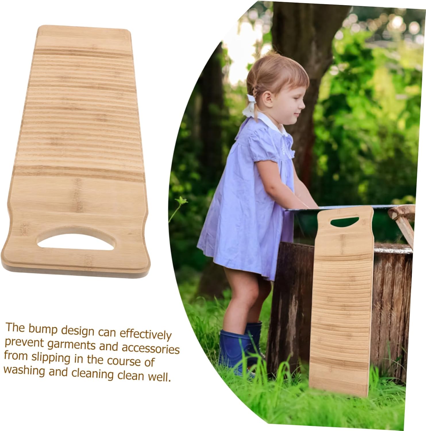 Natural Bamboo Laundry Washboard Hand Washing Board Smooth Surface for Home Use