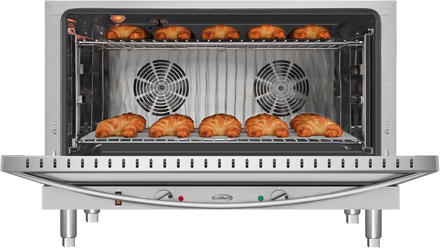KoolMore 32 in. Commercial Countertop Convection Oven, Holds Full Size Pans, 4 Racks and 3500W of Power, 240V in Stainless-Steel, ETL Listed for Safety and Sanitation (KM-CTCO-44)