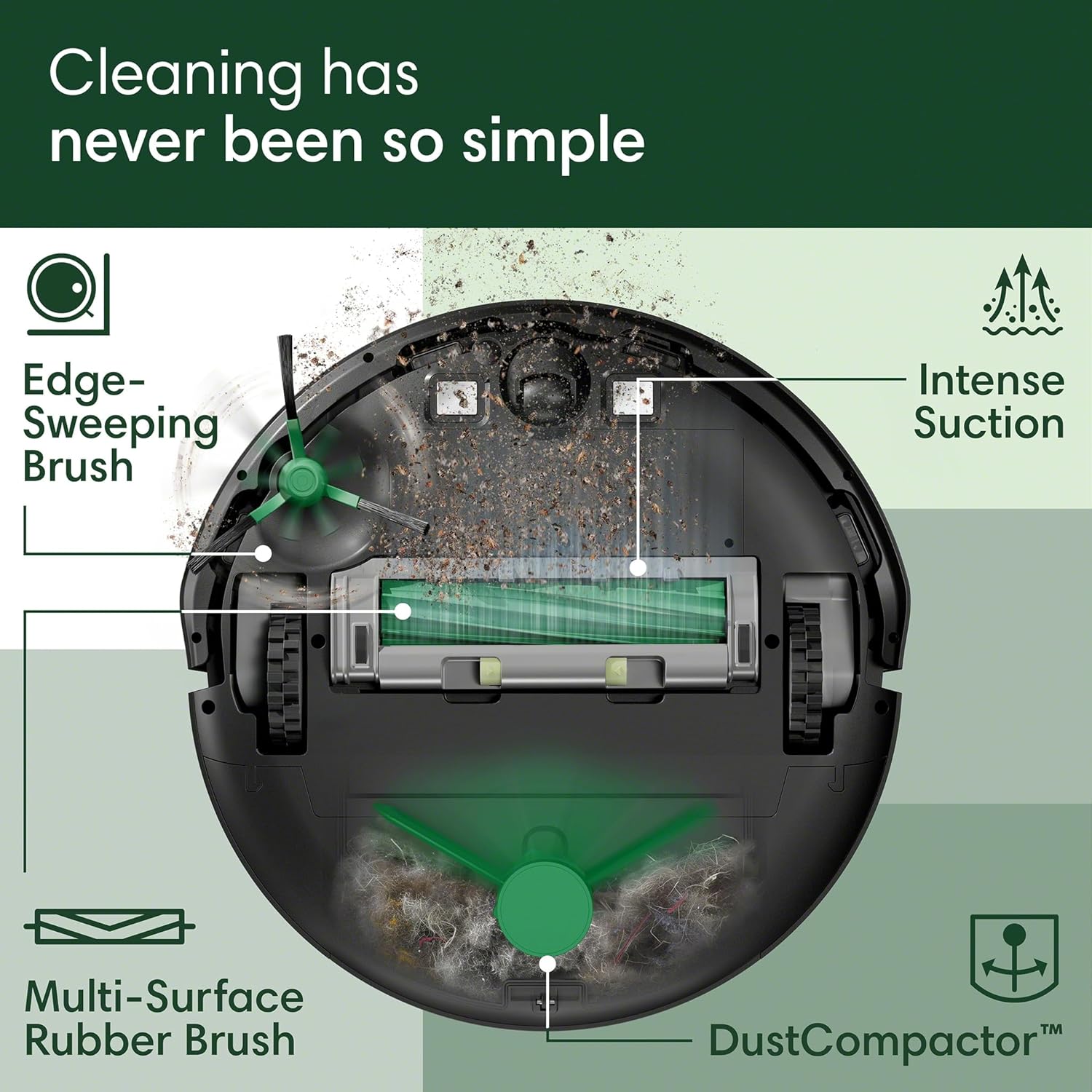 iRobot Roomba 205 DustCompactor Vac Robot Vacuum - Auto-Compacts Debris Within The Robot, No Emptying for 60 Days, Bagless, Intense Power-Lifting Suction, LiDAR Navigation, Multi-Surface Cleaning