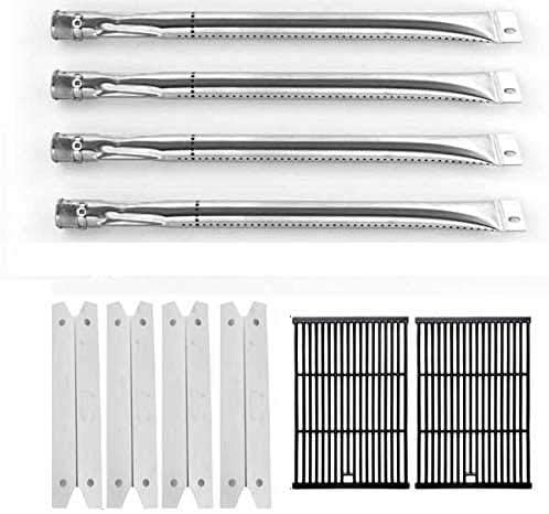 Repair Kit for Brinkmann 4 Burner 810-8401-S BBQ Grill Includes 4 Stainless Burners, 4 Stainless Heat Plates and Porcelain Cast Iron Cooking Grates
