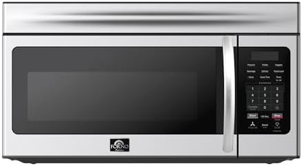 FORNO Scalo 30” Over-the-Range Microwave in Stainless Steel – 1.6 cu.ft. Capacity, 300 CFM Ventilation System, Touch Control Panel, LED Lighting, Multiple Cooking Presets – FOTR3007-3