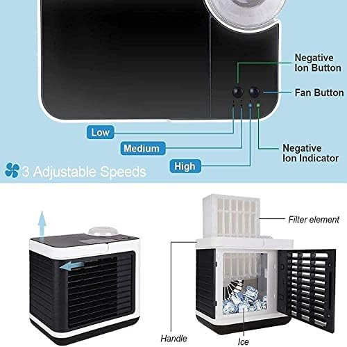 Portable Air Conditioner, Personal Evaporative Cooler & Humidifier, USB Rechargeable Desktop Cooling Fan, for Bedroom,Dorm,Travel (Color : White)