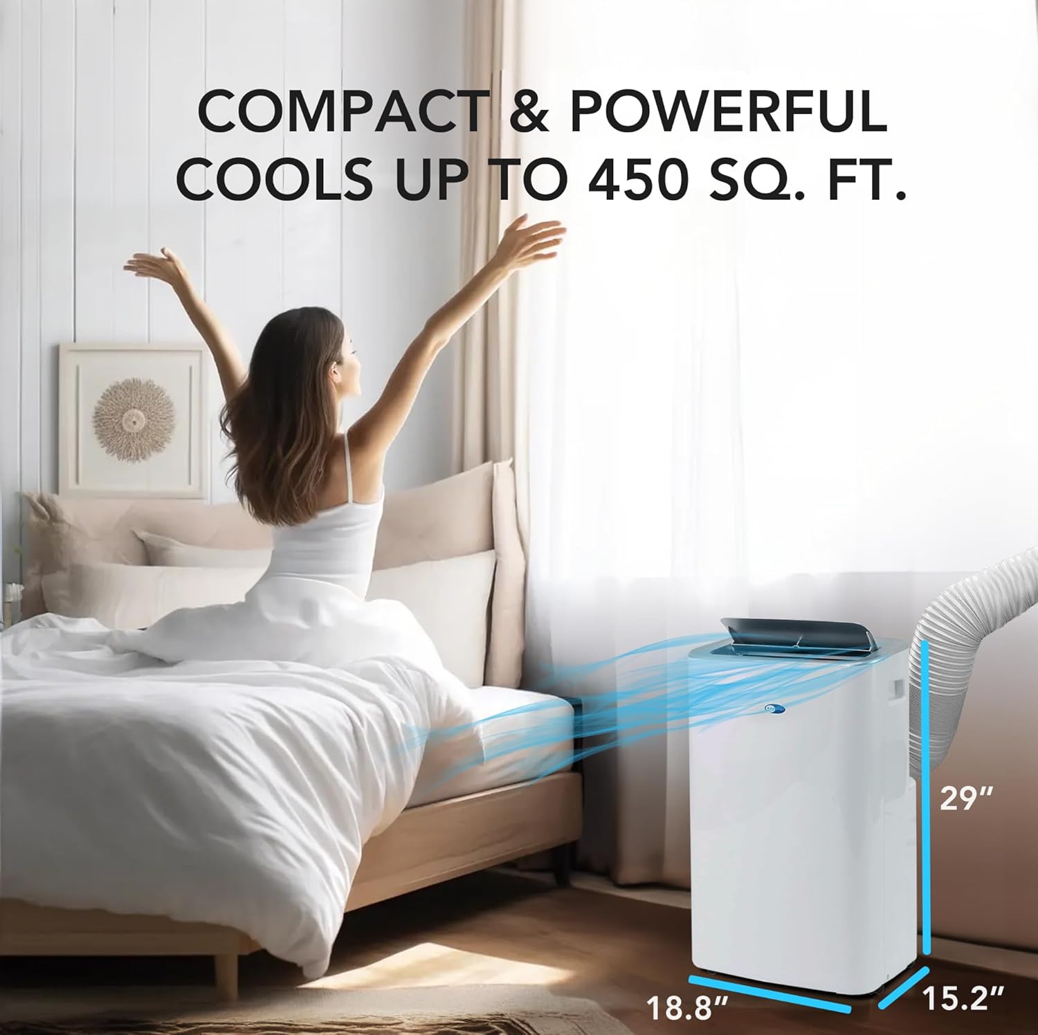 Whynter Portable Air Conditioner 12,000 BTU with Dehumidifier, Cooling Fan & Smart Wi-Fi for 450 Sq Ft Rooms, Includes AC Unit Window Kit, ARC-0850XP (8,000 BTU SACC), White