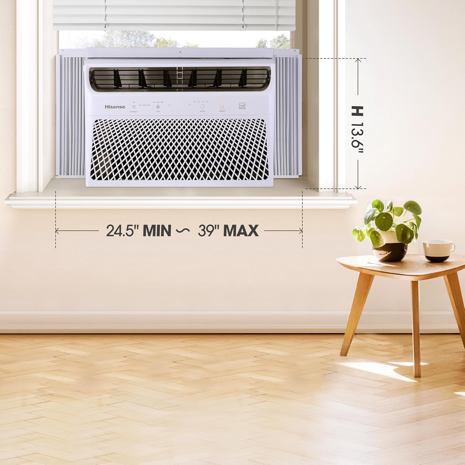 Hisense 8,000 BTU Smart Window Inverter Air Conditioner with Quiet, High Efficiency Operation and Wi-fi Control, 115V, Window AC Unit for Apartment, Bedroom, Medium Rooms up to 350 Sq. Ft. in White