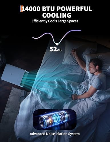 14,000 BTU Drainage-free Portable Air Conditioner for Indoor Rooms, 3 in-1 AC Unit for Bedroom 225-300 Sq.Ft, Dehumidifier, Fan, Sleep Mode, 24 Timer, Remote Control, Window Kits, Black