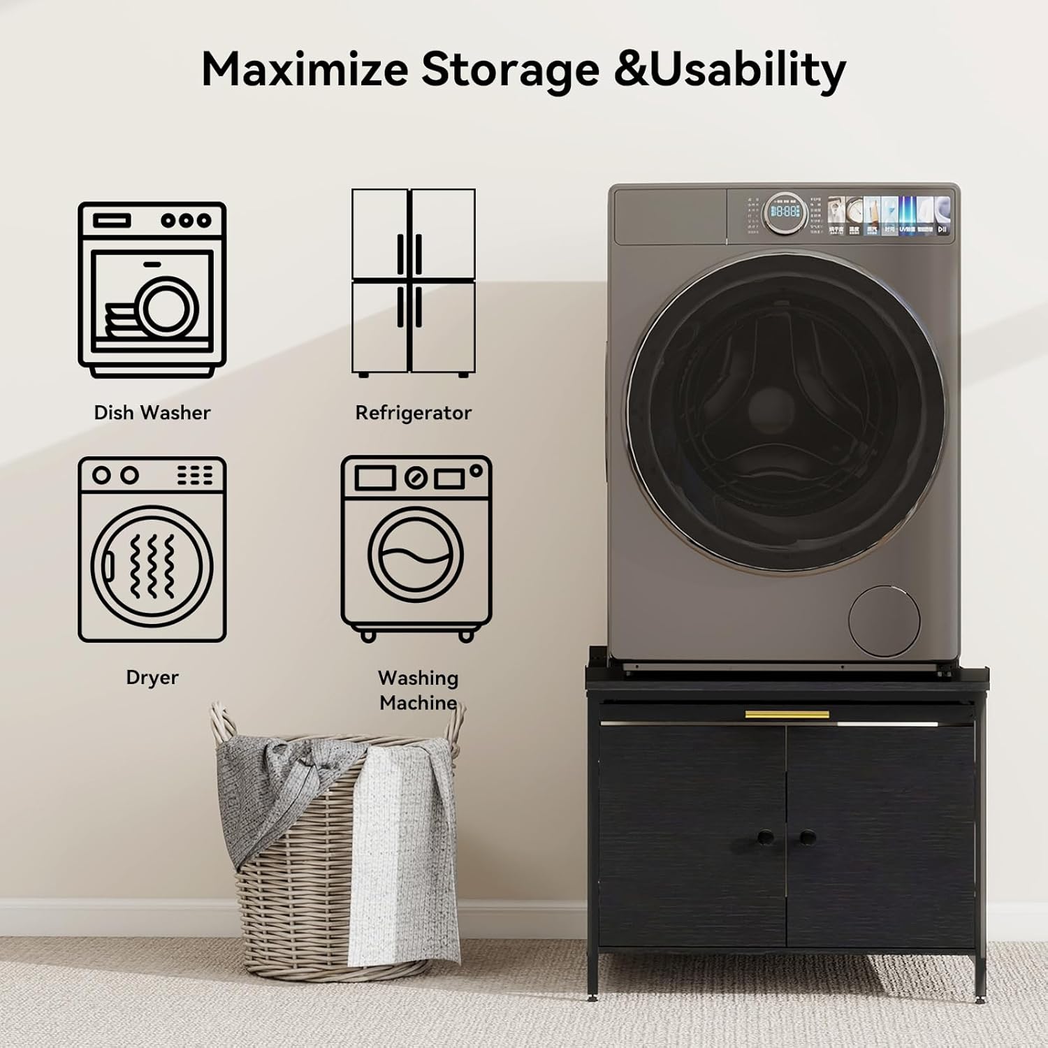 Laundry Pedestal for Washer and Dryer, 24