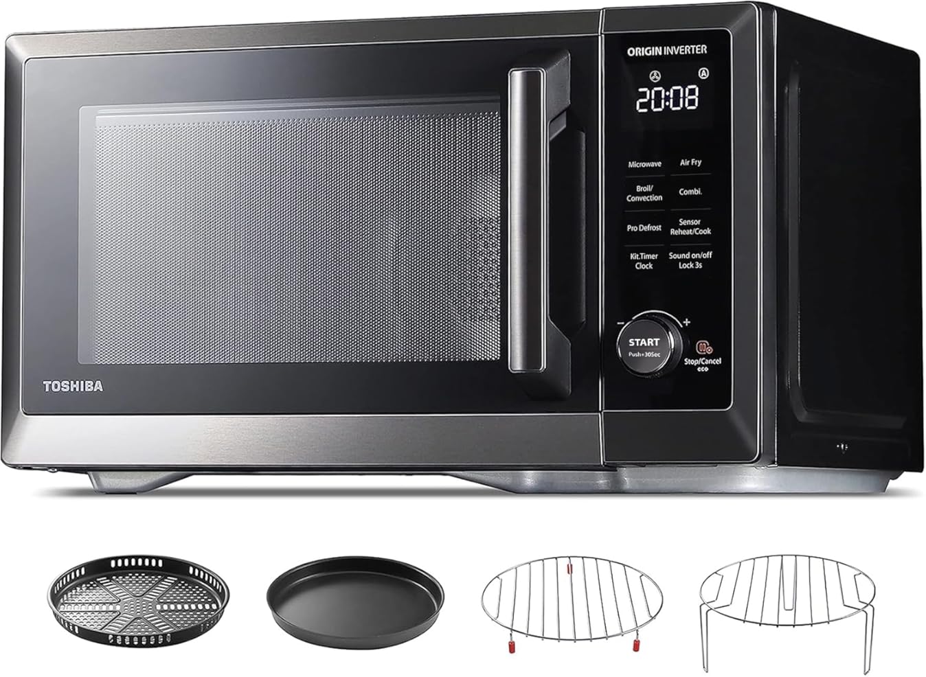 TOSHIBA Countertop Microwave Oven Air Fryer Combo, Inverter, Convection, Broil, Speedy Combi, Even Defrost, Humidity Sensor, Mute Function, 27 Auto Menu&47 Recipes, 1.0 cu.ft/30QT, 1000W