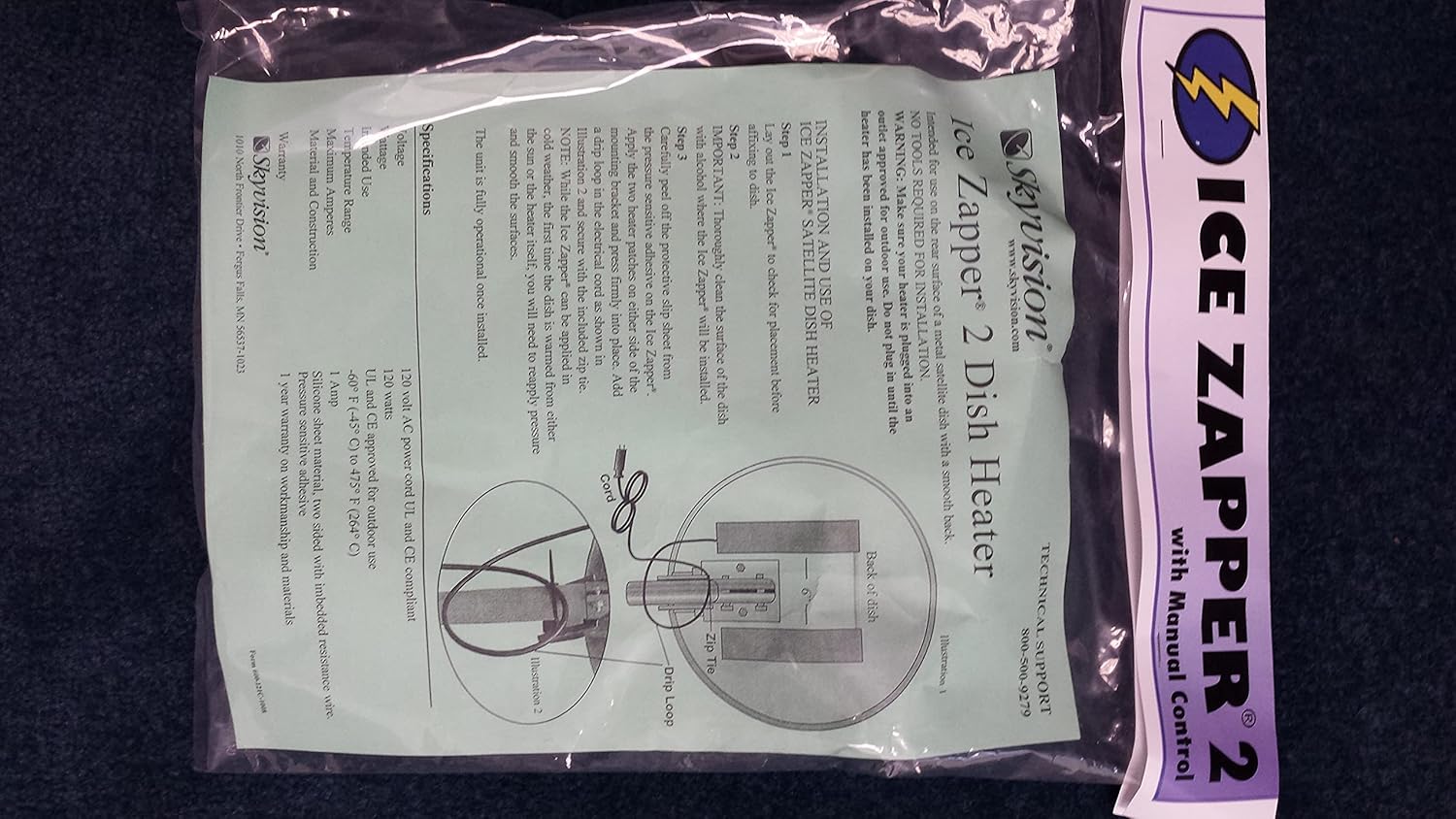 Satellite Dish Heater Kit w/ Thermostat for 46cm to 1.2 Meter Dish Antennas