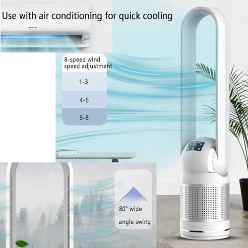 Bladeless Fan Floor Fan Home Table Fan Tower Fan Pedestal Fan Air Circulation Fan; with Remote Control + Can Be Timed; Can Be Used All Year Round (Cooling Fan)(Gold)