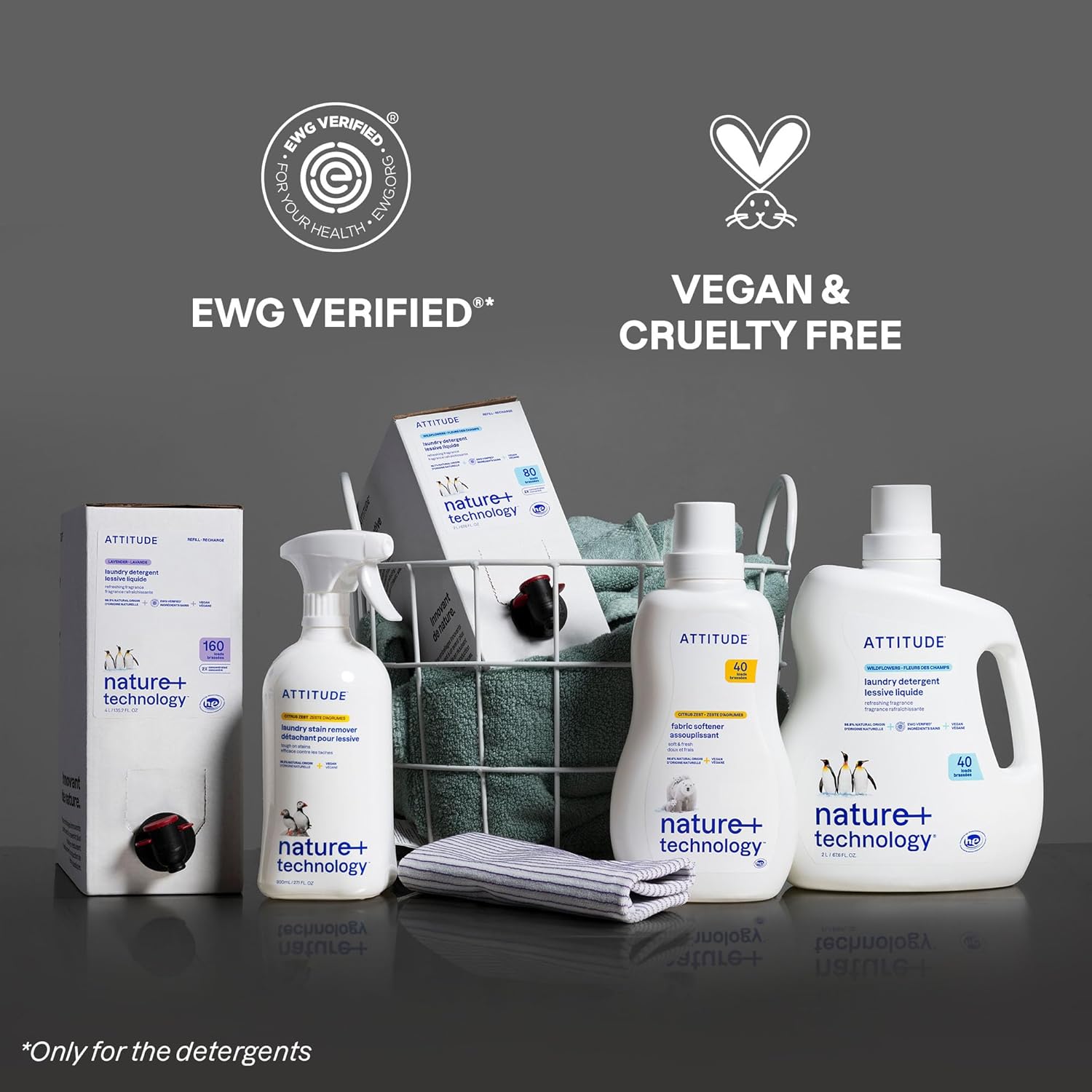 ATTITUDE Liquid Laundry Detergent Refill, EWG Verified, HE Compatible, Plant-Based & Vegan, Natural Laundry Soap, Mountain Fresh Scent, 80 Loads, 67.6 Fl Oz (Pack of 4)