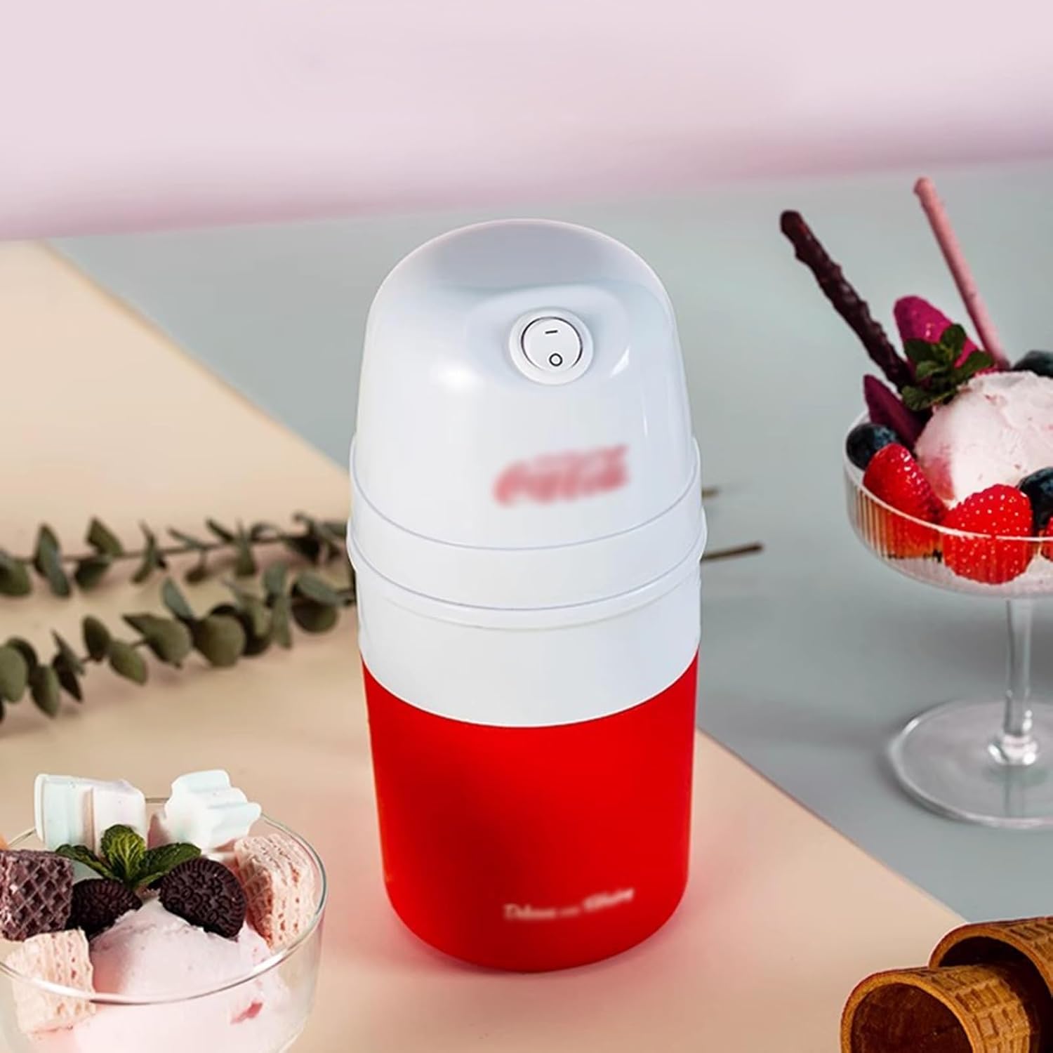 Ice Cream Maker Ice Cream Machine Small Homemade Mini Fruit Ice Cream Ice Cream Cone and Smoothie Machine for Household Use Table Top Ice Cream Machine，Fun Kitchen Appliance