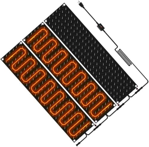 Winter Snow Melting Pads,Anti-Slip Walkway Herringbone Design,Outdoor Mat,Prevents ice Formation,Melts up to 2 inches of Snow per Hour, 3Pcs/10 * 48In (25.4 * 121.9cm)